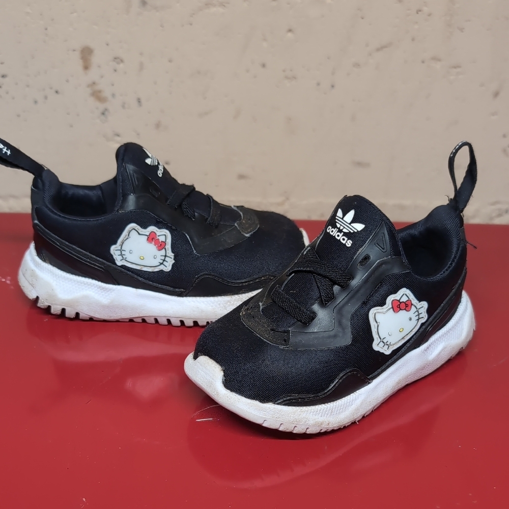 Adidas Kids Black Sneakers with Hello Kitty Design